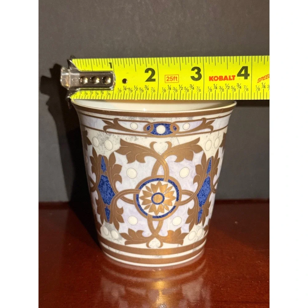 Mikasa Chalfonte FX104 Bone China Planter Cachepot Gold Cobalt Blue Japan 4in